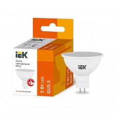 Лампа светодиодная IEK GU5.3 5W 3000K матовая LLE-MR16-5-230-30-GU5