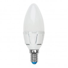 Лампа светодиодная Uniel E14 7W 3000K матовая LED-C37 7W/WW/E14/FR PLP01WH UL-00002413