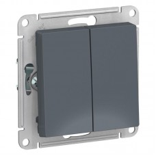 Переключатель двухклавишный проходной Schneider Electric AtlasDesign 10A 250V грифель ATN000765