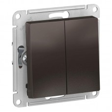 Переключатель двухклавишный проходной Schneider Electric AtlasDesign 10A 250V мокко ATN000665