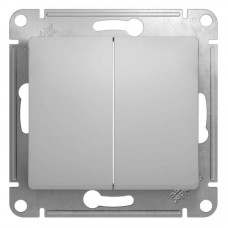 Переключатель двухклавишный проходной Schneider Electric Glossa 10A 250V алюминий GSL000365