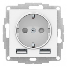 Розетка 2К+3/2хUSB Schneider Electric AtlasDesign 16A 250V Type A+A белая ATN000130