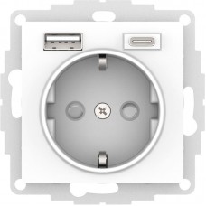 Розетка 2К+З/2хUSB Schneider Electric AtlasDesign 16A 250V Type A+С белая ATN000132