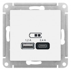 Розетка 2хUSB Schneider Electric AtlasDesign Type A+C белая ATN000139