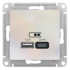 Розетка 2хUSB Schneider Electric AtlasDesign Type A+C жемчужная ATN000439