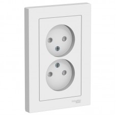 Розетка двойная 2К Schneider Electric AtlasDesign 16A 250V со шторками белая ATN000122