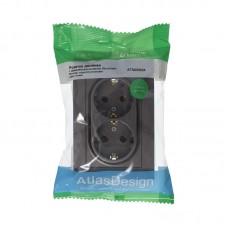 Розетка двойная 2К+З Schneider Electric AtlasDesign 16A 250V мокко ATN000624