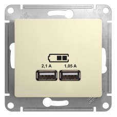 Розетка двойная USB Schneider Electric Glossa Type A+A бежевая GSL000233