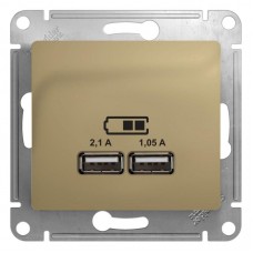 Розетка двойная USB Schneider Electric Glossa Type A+A титан GSL000433