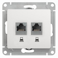 Розетка компьютерная двойная RJ45 Schneider Electric Glossa 5e кат UTP белая GSL000185KK