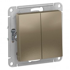 Выключатель двухклавишный Schneider Electric AtlasDesign 10A 250V шампань ATN000551