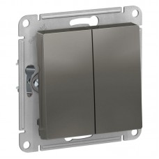 Выключатель двухклавишный Schneider Electric AtlasDesign 10A 250V сталь ATN000951