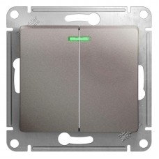 Выключатель двухклавишный Schneider Electric Glossa 10A 250V с подсветкой платина GSL001253