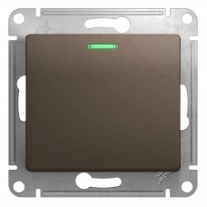 Выключатель одноклавишный Schneider Electric Glossa 10A 250V с подсветкой шоколад GSL000813