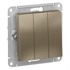 Выключатель трехклавишный Schneider Electric AtlasDesign 10A 250V шампань ATN000531